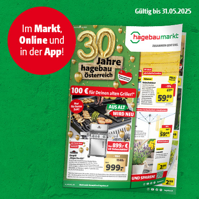 Maiausgabe der Hagebau Beilage mit 30 Jahre Hagebau Österreich Jubiläumsumschlag