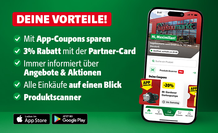 Die hagebau App integriert auf einem Smartphone. Profitiere von den Vorteilen der hagebau App
