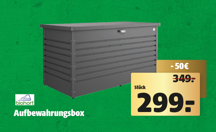 schwarze Aufbewahrungsbox für den Garten, 299€