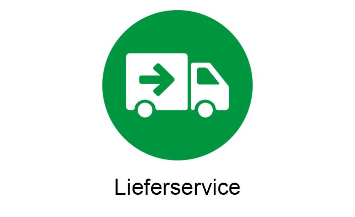 Weiße skizzierte Andeutung eines Lieferwagens auf runden grünen Hintergrund