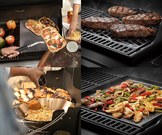 Banner von verschiedenen Rezepten auf einem Grill