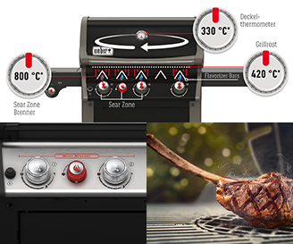 Eine Grill darstellung mit einem Tomahawk auf dem Grillrost