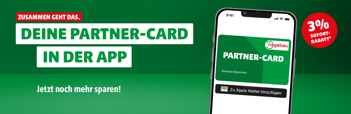 Deine digitale Partner-Card in der App mit 3% Sofortrabatt. Antrag ausfüllen und loslegen.