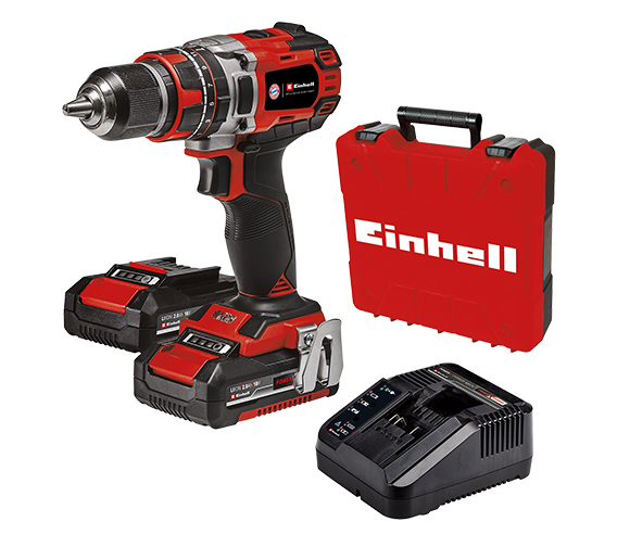Ein Einhell Akkuschrauber mit einer Batterie