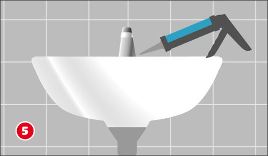 Schritt 5: Waschbecken mit Silikon abdichten
