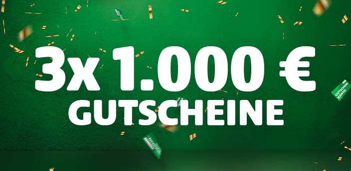 3 mal 1000 € Gutscheine