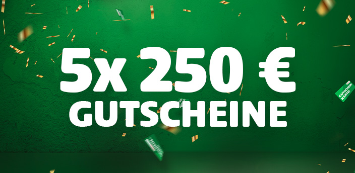 5 mal 250 € Gutscheine
